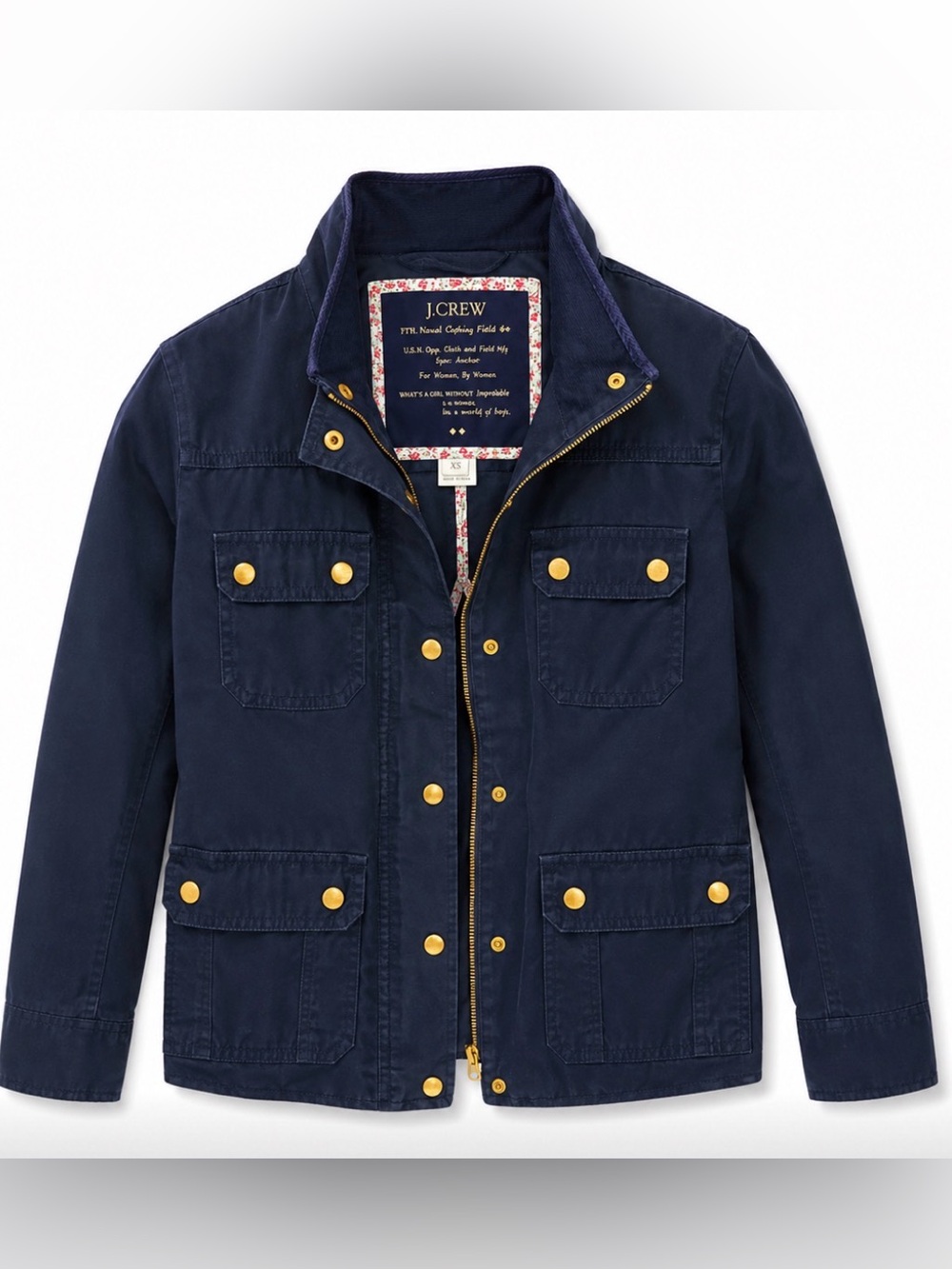 J. Crew Navy Field Jacket with Gold-Tone Hardware